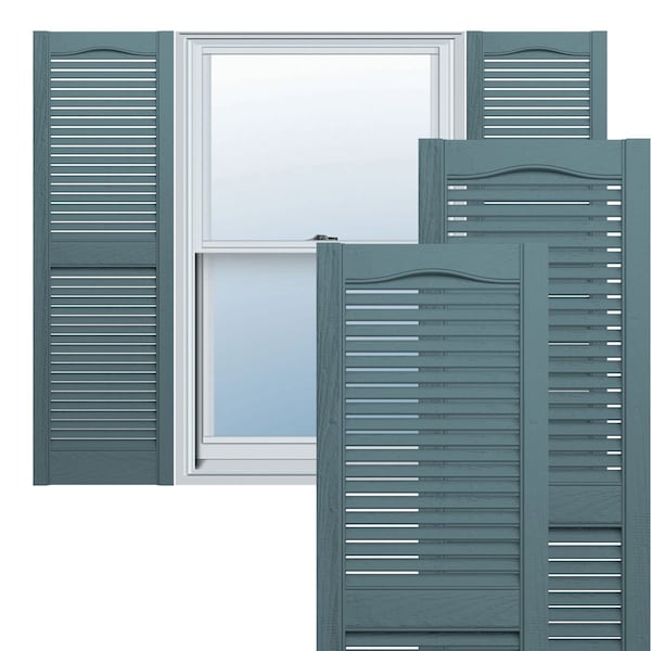 Ekena Millwork Lifetime Vinyl, TailorMade Cathedral Top Center Mullion, Open Louver, Shutter Loks, LL1C14X06500WB, PR LL1C14X06500WB - main